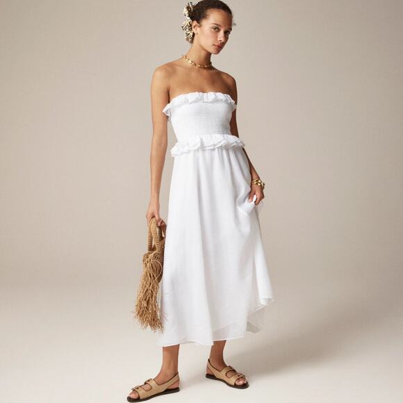 J. Crew Women's Lined Ravenna Dress Sleeveless in Ramie White Size Small NWT - Picture 3 of 12